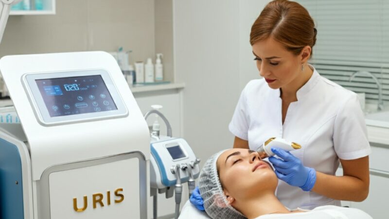 Technician is using Ultherapy device on patient